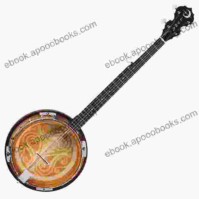 A Close Up Image Of An Irish Celtic String Banjo, Showcasing Its Intricate Design And Craftsmanship. Complete Of Irish Celtic 5 String Banjo