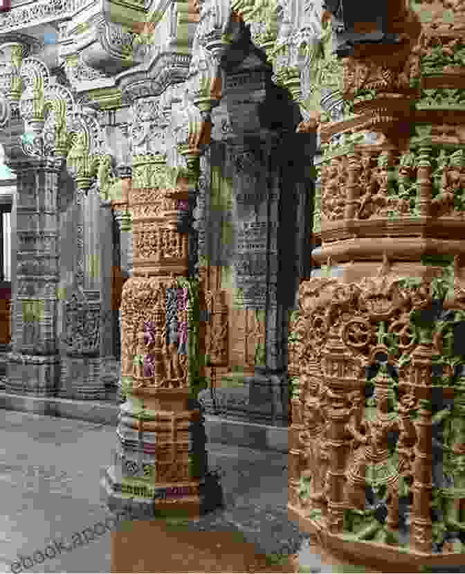 A Group Of People Praying In A Jain Temple In Bombay, With Intricate Carvings And Sculptures In The Background. Bombay Smiles Jaume Sanllorente