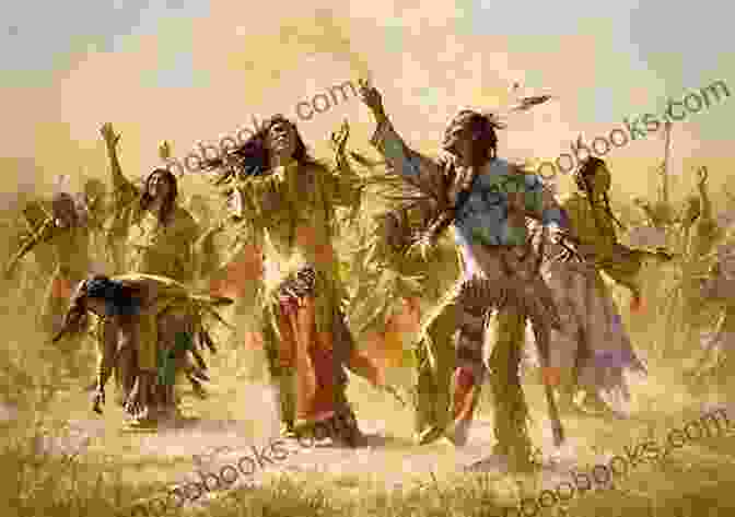 A Native American Ghost Dance Ceremony, With Participants Wearing Colorful Regalia And Performing Sacred Movements. The Ghost Dance Religion And Wounded Knee (Native American)