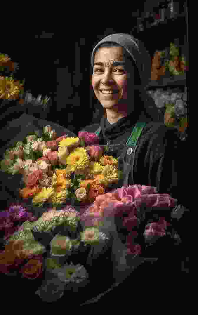 A Portrait Of A Smiling Flower Seller In Bombay, Surrounded By Colorful Flowers. Bombay Smiles Jaume Sanllorente