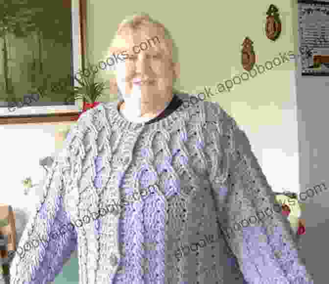 A Woman Working On A Crocheted Aran Sweater Crocheted Aran Sweaters Jane Snedden Peever