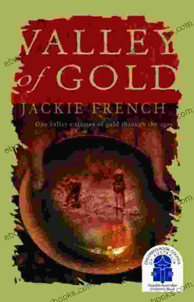 Book Cover Of 'No Hearts Of Gold' By Jackie French, Depicting A Young Aboriginal Woman With Piercing Blue Eyes, Surrounded By A Swirling Pattern Of Ochre And Black. No Hearts Of Gold Jackie French