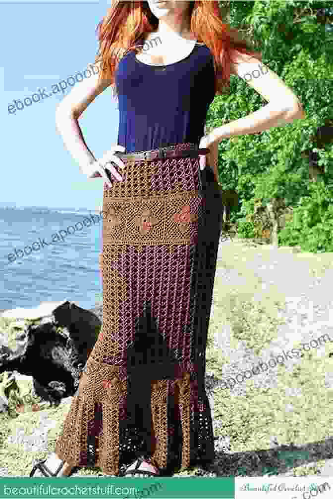 Woman Wearing A Long, Flowing Crochet Skirt With Intricate Patterns Women Crocheted Skirt Ideas: Fashionable And Amazing Ideas To Crochet Skirt: Modern Skirt Crochet Guide