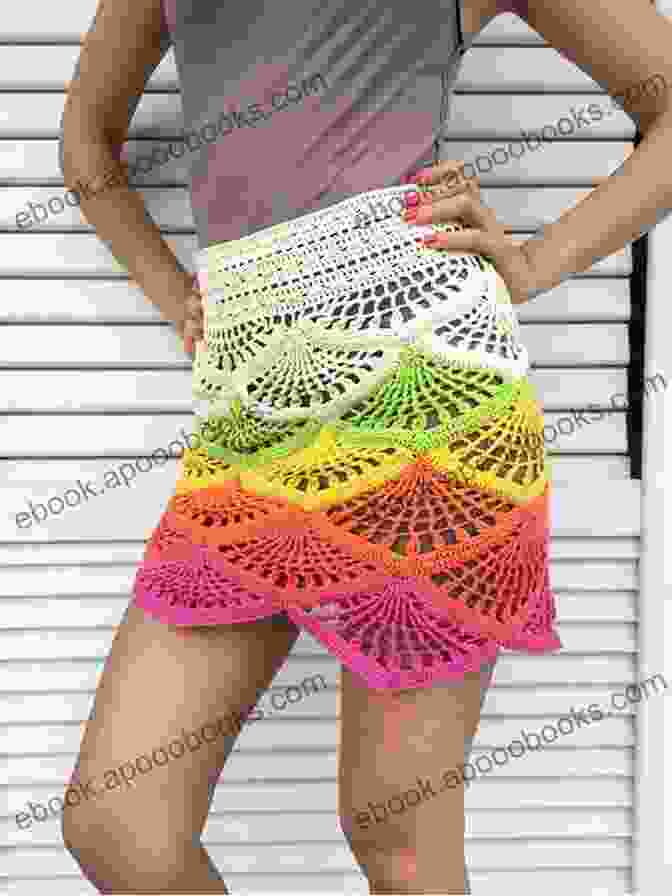 Woman Wearing A Short, Colorful Crochet Skirt Perfect For Summer Women Crocheted Skirt Ideas: Fashionable And Amazing Ideas To Crochet Skirt: Modern Skirt Crochet Guide